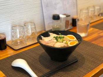 High angle view of food on table