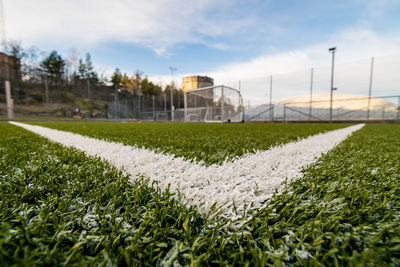 View of soccer field against sky