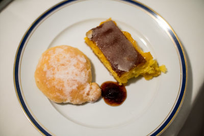 Close-up of breakfast served in plate