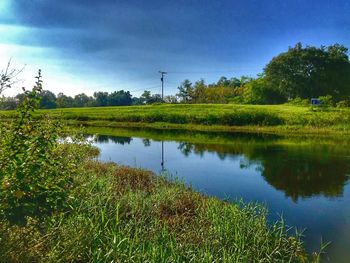 Scenic view of lake against sky