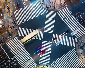 High angle view of road crossing sign