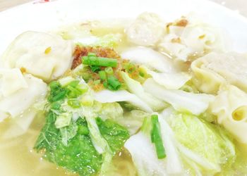 Close-up of served food in plate