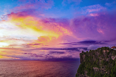 Scenic view of sea against dramatic sky