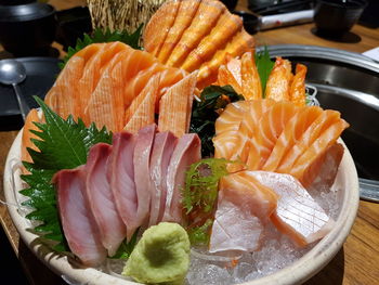 Close-up of sushi in plate