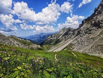 Scenic view of mountains against sky