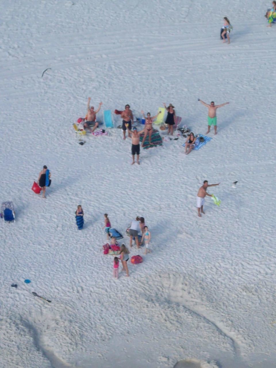 HIGH ANGLE VIEW OF PEOPLE ENJOYING AT BEACH