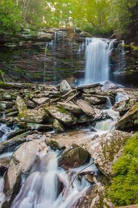 View of waterfall in forest