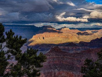 Scenic view of mountain against cloudy sky