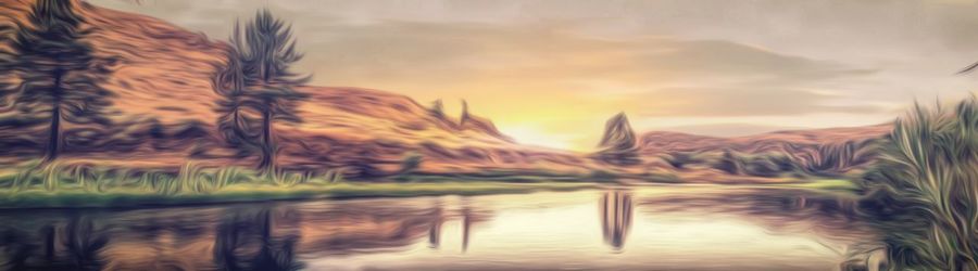 Reflection of clouds in calm lake