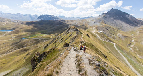Hiking on the peaks of the vanoise massif in the alps in summer