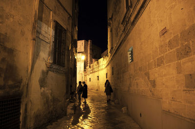 View of buildings in city at night