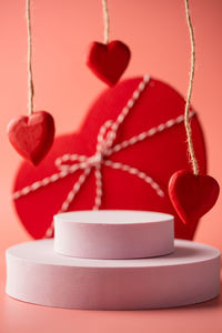 Close-up of christmas decorations on table