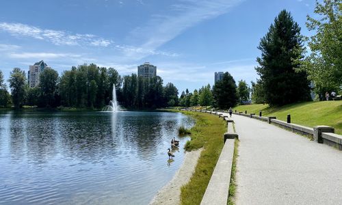 Scenic view of lake against sky