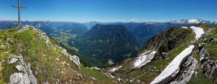 Panoramic view of mountains against sky