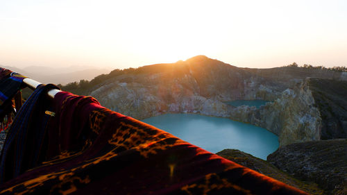 Panoramic view of mountains against sky during sunset