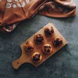 High angle view of bread on table