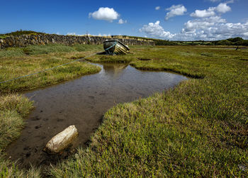 Scenic view of land against sky