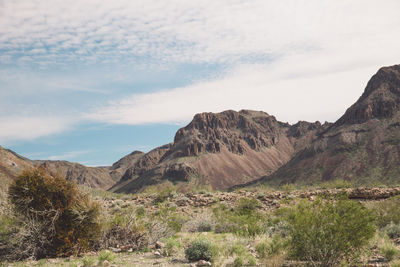 Scenic view of mountains against sky at route 66