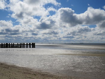 Scenic view of beach against sky