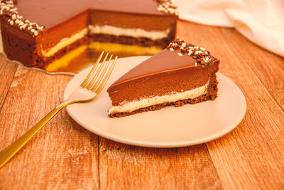 Close-up of dessert in plate on table