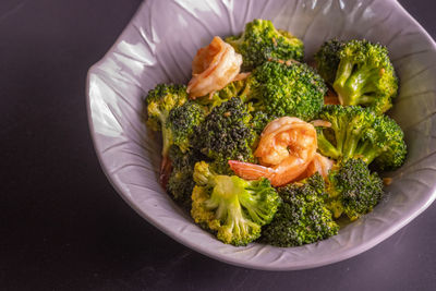 High angle view of food in plate