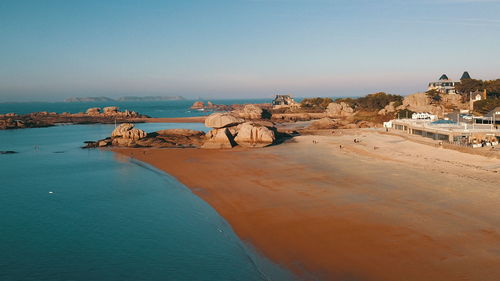 Scenic view of sea against clear sky