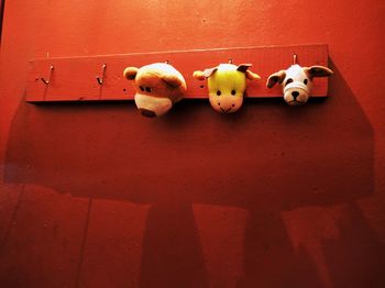 View of stuffed toy against wall