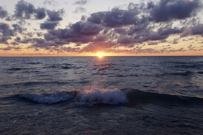 Scenic view of sunset over sea