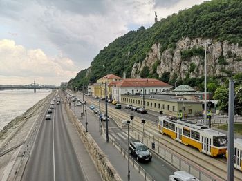 Panoramic view of road by sea against sky