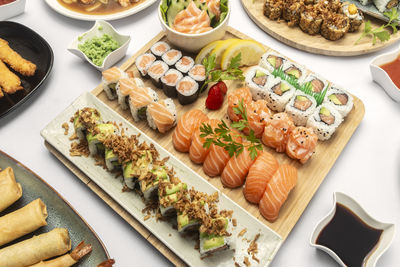 High angle view of food on table