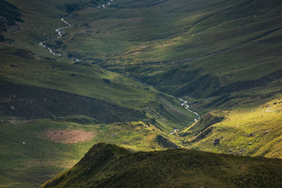 Alpine views from fagaras mountains, romania. summer carpathian landscapes.