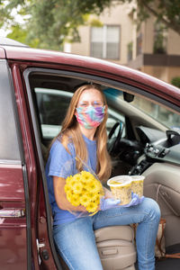 Woman in car