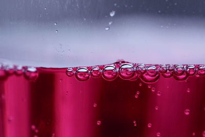 Close-up of waterdrops on water against sky