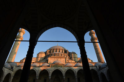 Low angle view of historical building against clear sky