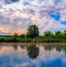 Scenic view of lake against sky