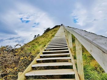 Low angle view of steps against sky