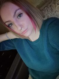 Portrait of beautiful woman at home