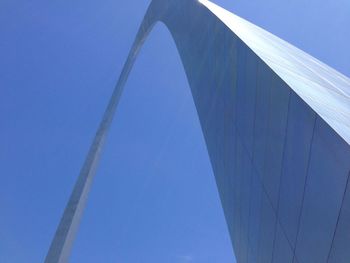 Low angle view of bridge against clear blue sky