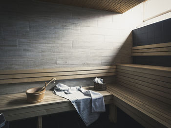 Benches in sauna