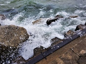 High angle view of sea waves