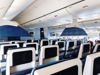 View of empty seats in airplane