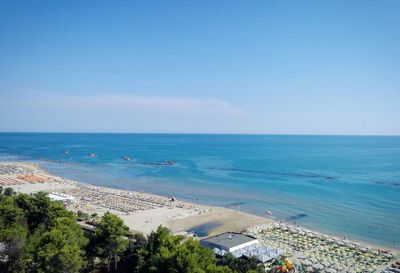 High angle view of beach against clear sky