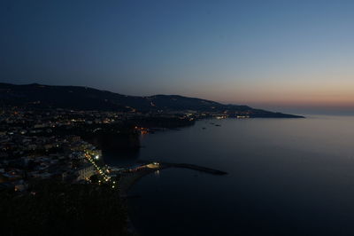 Aerial view of city at night