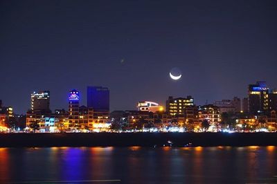 Illuminated cityscape at night