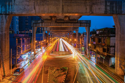 Light car a busy area separate thapra in bangkok,thailand