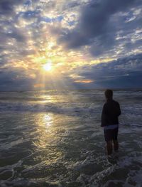 Scenic view of sea at sunset