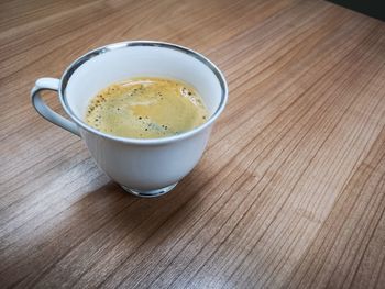 High angle view of coffee on table