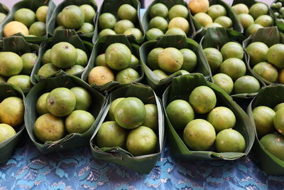 High angle view of fruits for sale in market