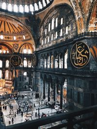 High angle view of people in mosque