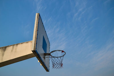 Low angle view of basketball hoop against sky